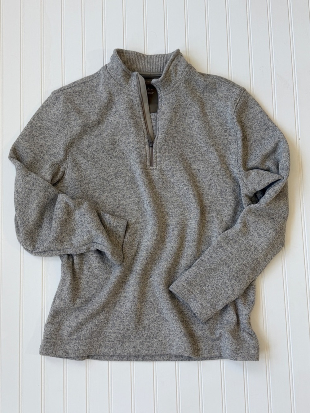 Van Heusen Men's Light Grayish/Tan Half-Zip Sweater